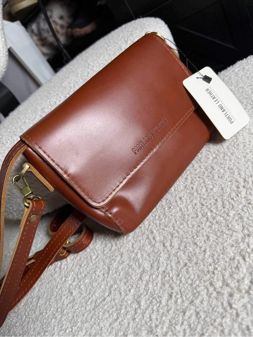 Portland Leather Crossbody Bag in Cognac Brown